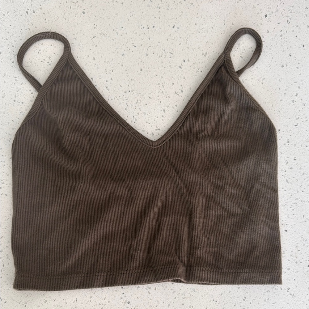 Joah Brown Ribbed Crop Top (final sale shop closes 5.1)